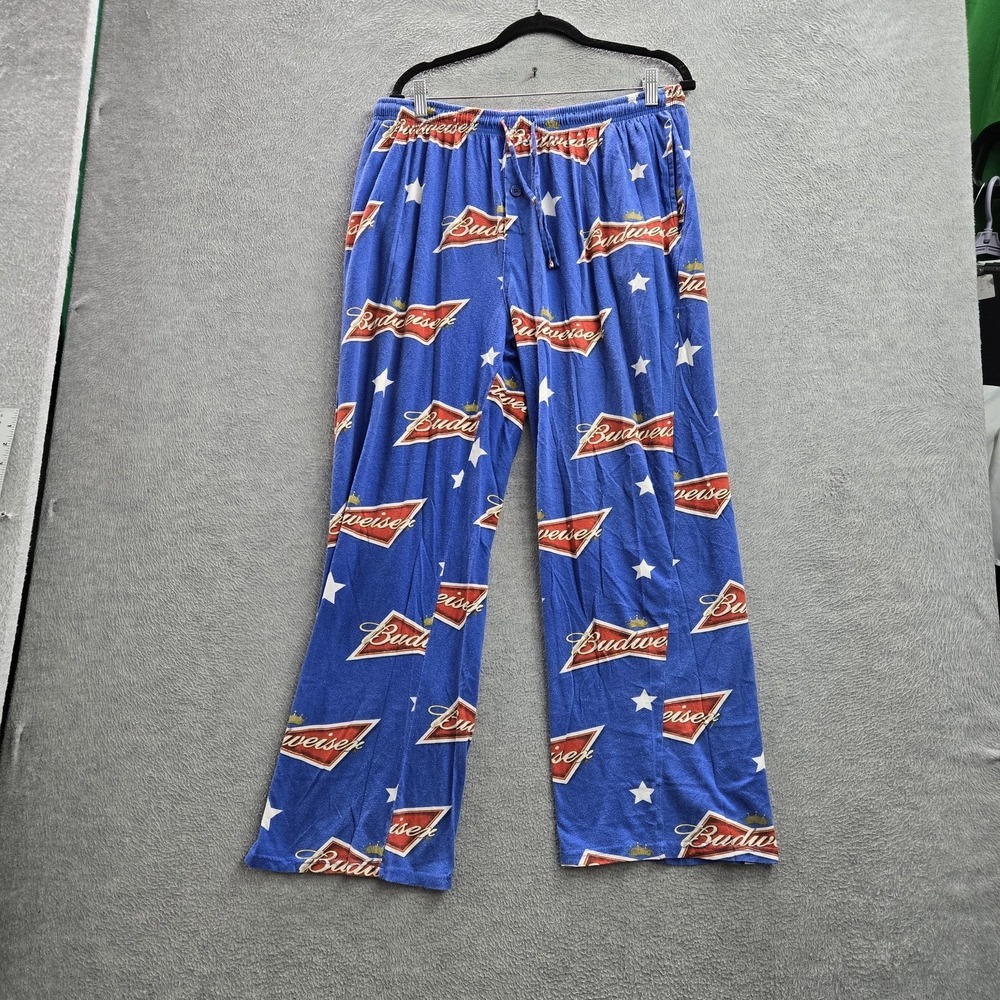 Budweiser Men‎ Sleepwear XL Blue Pants Graphic Sweatpants Logos Pajama